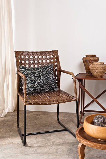 istock Brown rattan Chair in interior setting 165507255