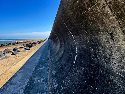 Sea wall at a beach in Norfolk