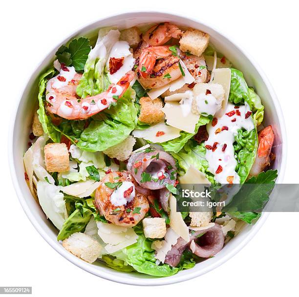 Prawn Salad Stock Photo - Download Image Now - Anchovy, Appetizer, Bread