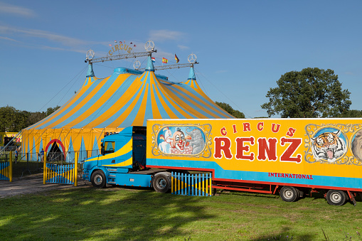 Hoogland, Netherlands, August 31, 2023; Circus tent and box office of Circus Renz International.
