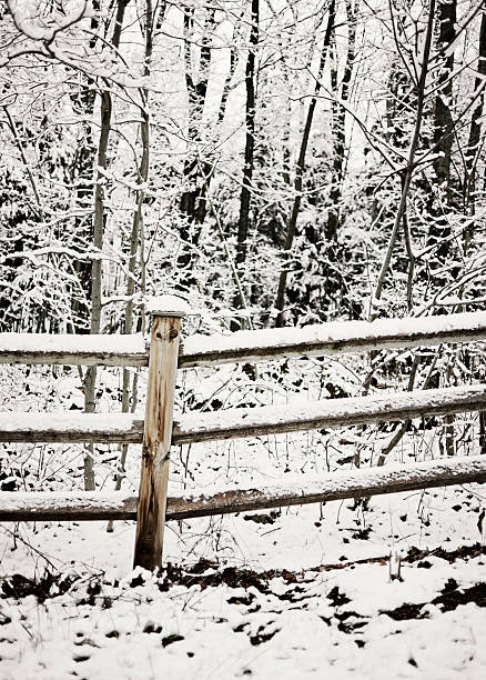 istock Idyllic Winter Landscape, Wood Fence 165510831