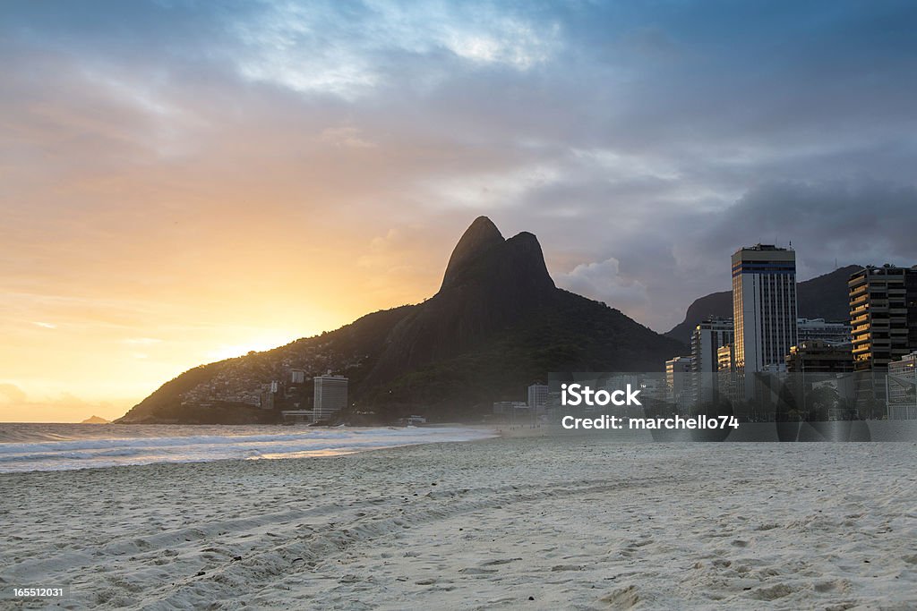 Sunset on Ipanema Beach Sunset on Ipanema Beach in Rio de Janeiro, Brazil Beach Stock Photo