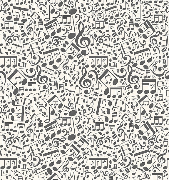 seamless vector musical background from notes - müzik stock illustrations