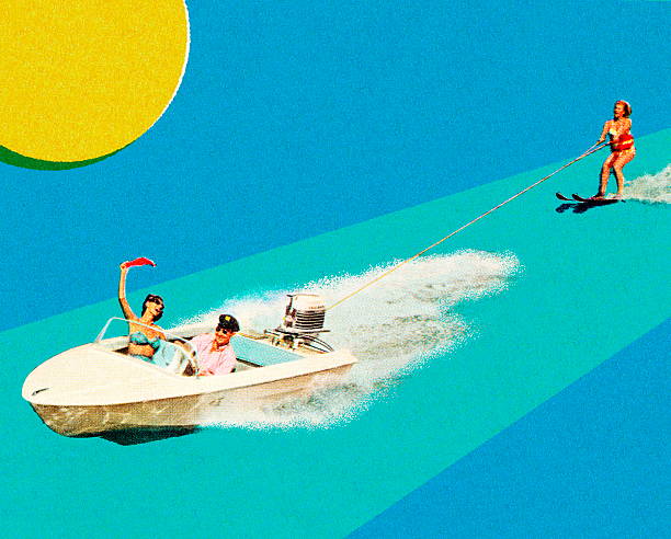 illustrations, cliparts, dessins animés et icônes de bateau et waterskier - ski boat