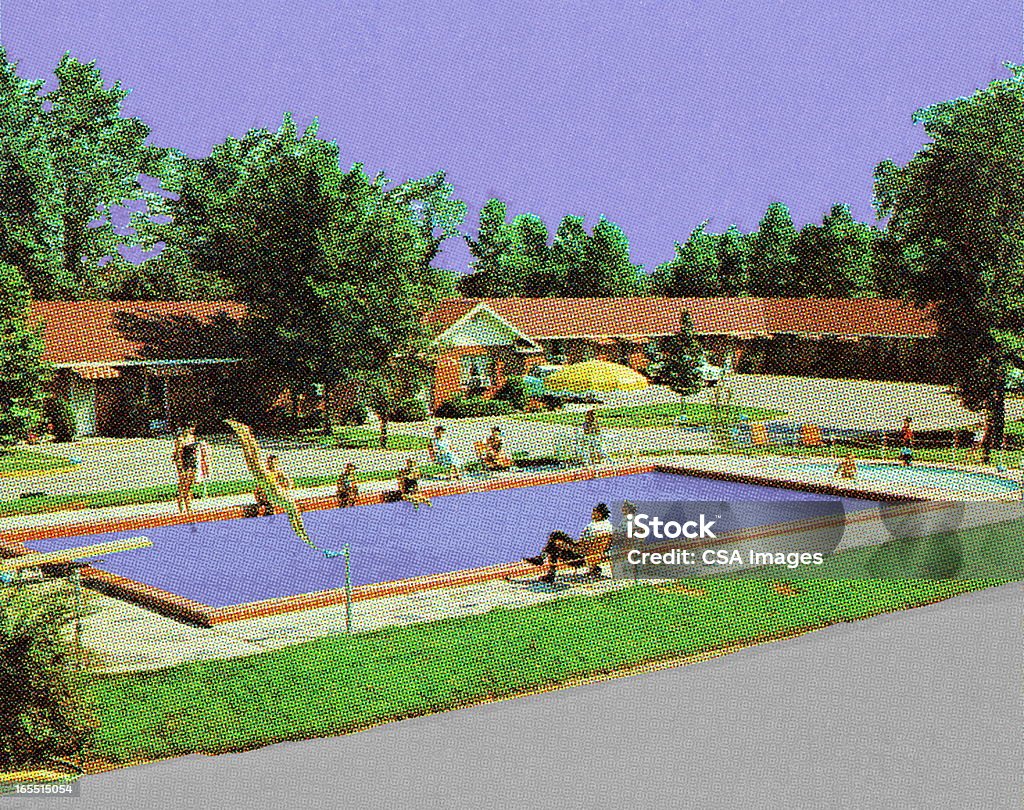 Motel piscina - Illustrazione stock royalty-free di Motel