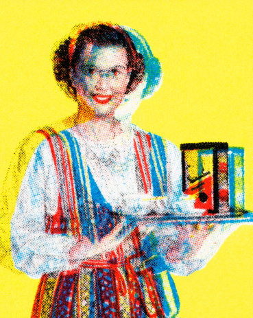 Woman Holding a Tray