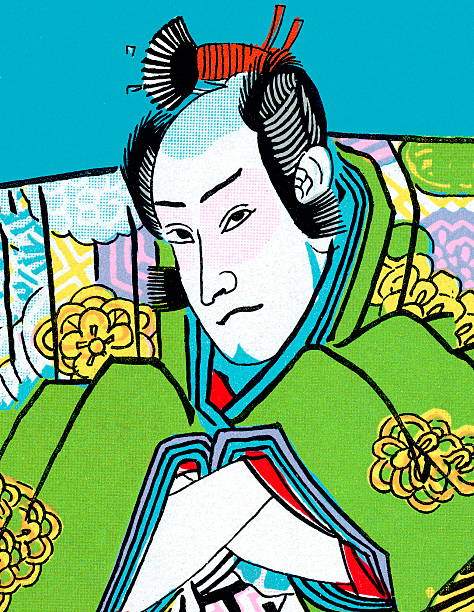 사무라이 전사 - kabuki color image japan japanese culture stock illustrations