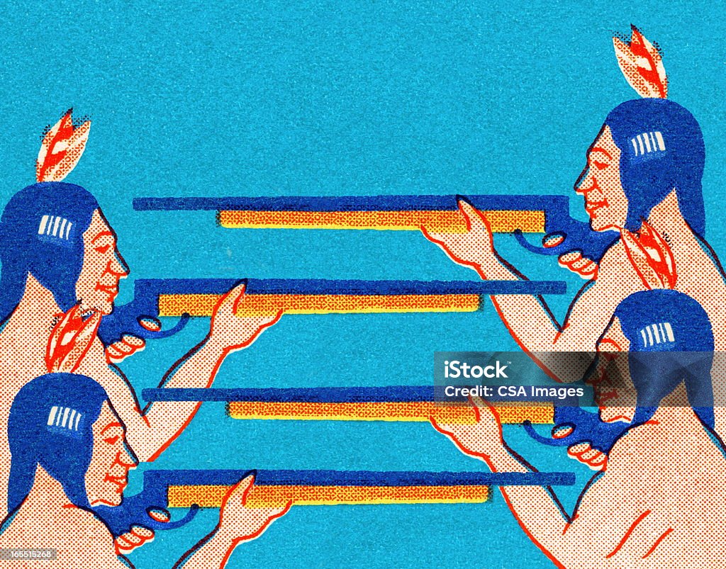 Native American Rifle Drawing Native Americans With Guns Stock Illustration - Download Image Now ...