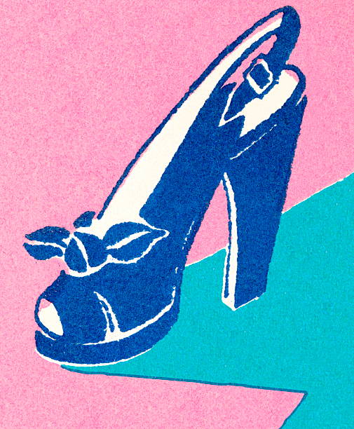 illustrazioni stock, clip art, cartoni animati e icone di tendenza di scarpe tacco alto - color image high heels colored background shoe