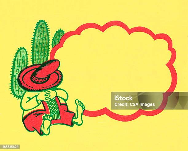 Mexican Odpoczywać Na Kaktus I Ramka - Stockowe grafiki wektorowe i więcej obrazów Sombrero - Sombrero, Akcesorium osobiste, Barwne tło