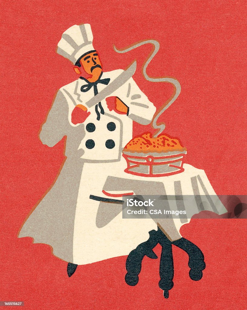 Chef pronto para servir uma refeição - Ilustração de Acessório royalty-free