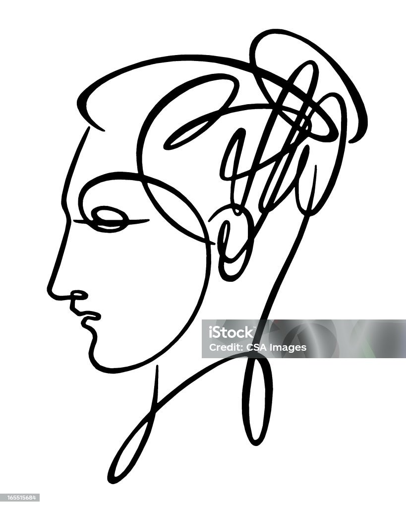 Sketch of Woman's Head - Ilustración de stock de Diseño de trazado libre de derechos