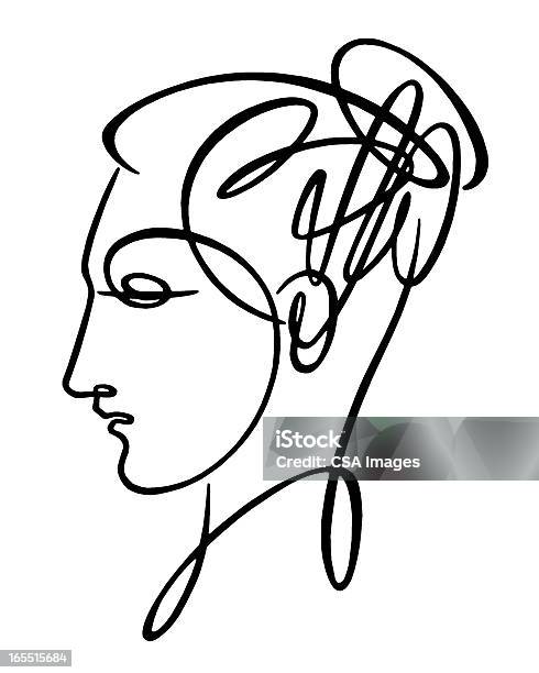 Ilustración de Sketch Of Womans Head y más Vectores Libres de Derechos de Diseño de trazado - Diseño de trazado, Cara humana, Ilustración