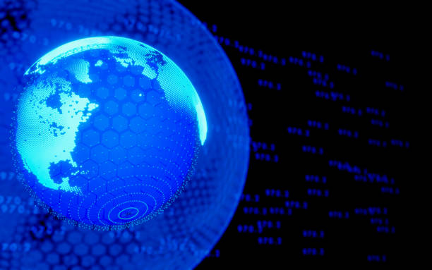 istock Glowing world map, cellular, honeycomb, hexagonal, science, technology, HUD style. Business and investment world map, slow rotation and toggle texture. 3D Rendering 1655157242