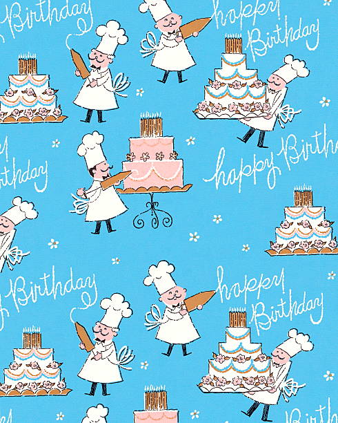 ilustrações, clipart, desenhos animados e ícones de feliz aniversário padrão - personal accessory apron bakery cake