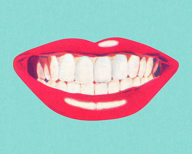 ilustraciones, imágenes clip art, dibujos animados e iconos de stock de dientes y labios - sonreír ilustraciones