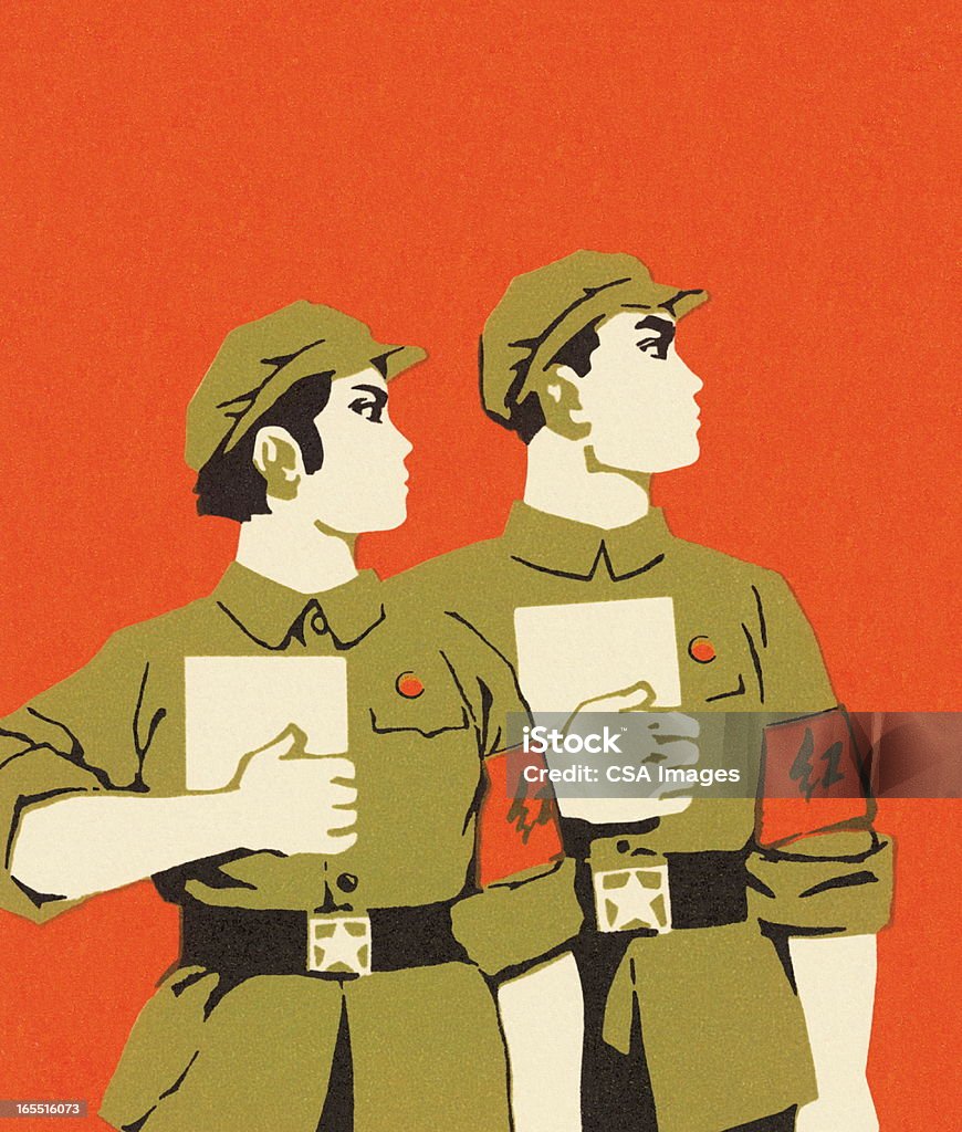 Zwei Personen in Uniform - Lizenzfrei Ernst Stock-Illustration
