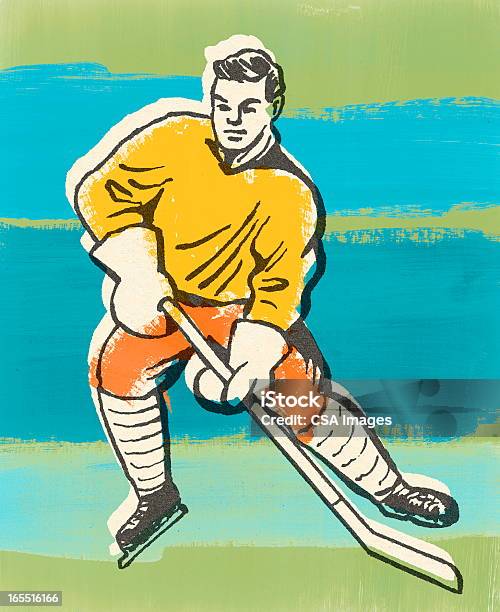 Giocatore Di Hockey - Immagini vettoriali stock e altre immagini di Hockey - Hockey, Adulto, Competizione