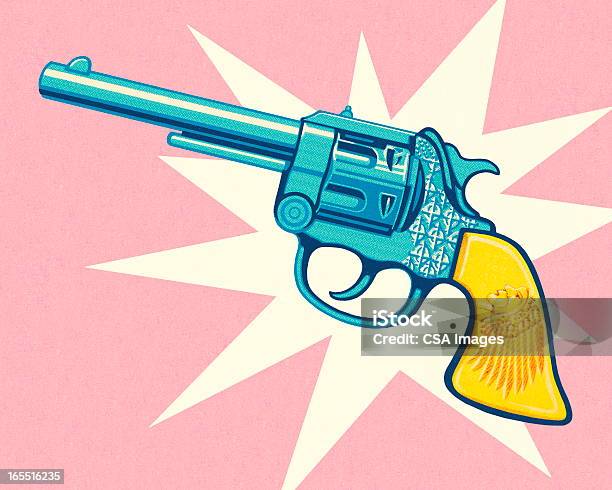 Revolver Sur Un Fond Rose Vecteurs libres de droits et plus d'images vectorielles de Pistolet - Pistolet, Arme à feu, Armement