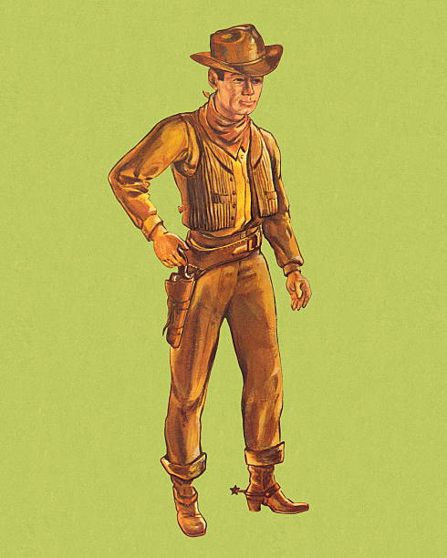 Cowboy on Green Background Cowboy on Green Background gun holster stock illustrations