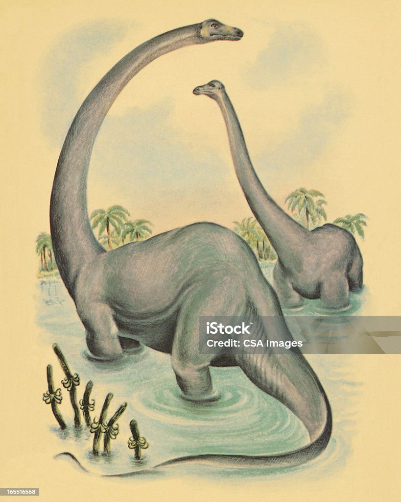 Dos Brontosaurus - Ilustración de stock de Dinosaurio libre de derechos