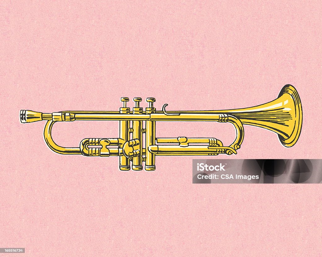 Tromba su sfondo rosa - Illustrazione stock royalty-free di Musica