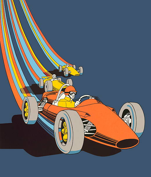 ilustrações, clipart, desenhos animados e ícones de carros de corrida - racecar color image illustration technique speed