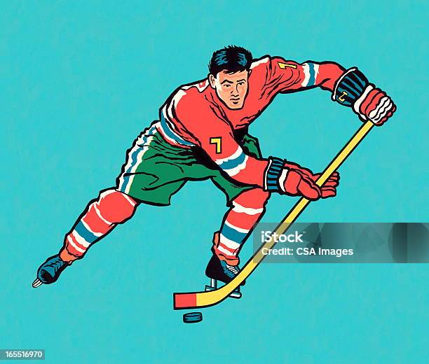 Hockey Player - Stockowe grafiki wektorowe i więcej obrazów Hokej - Hokej, Barwne tło, Dorosły