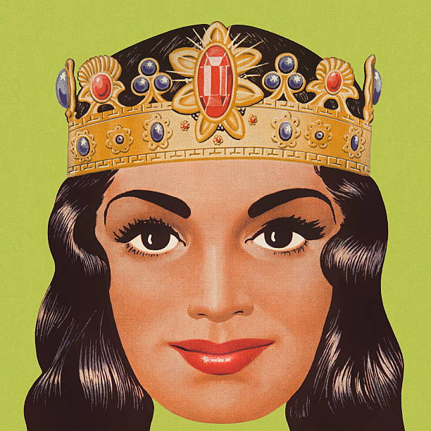 ilustrações de stock, clip art, desenhos animados e ícones de retrato da rainha - color image colored background close up human face