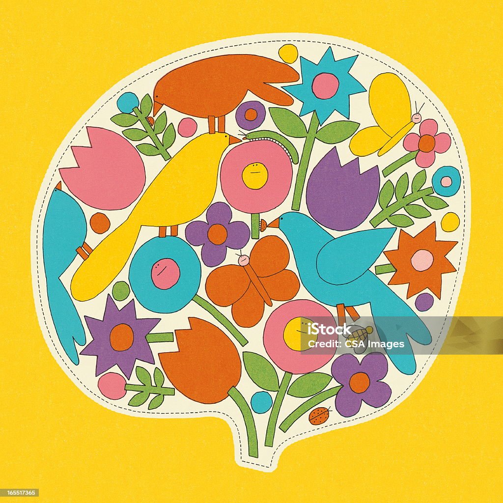 Fiori e uccelli - Illustrazione stock royalty-free di Animale