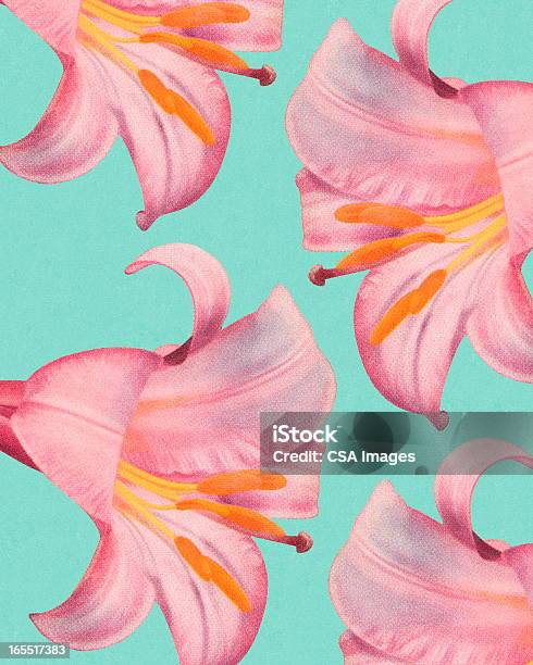 Różowy Liliowate - Stockowe grafiki wektorowe i więcej obrazów Kwiat - Roślina - Kwiat - Roślina, Cztery przedmioty, Barwne tło