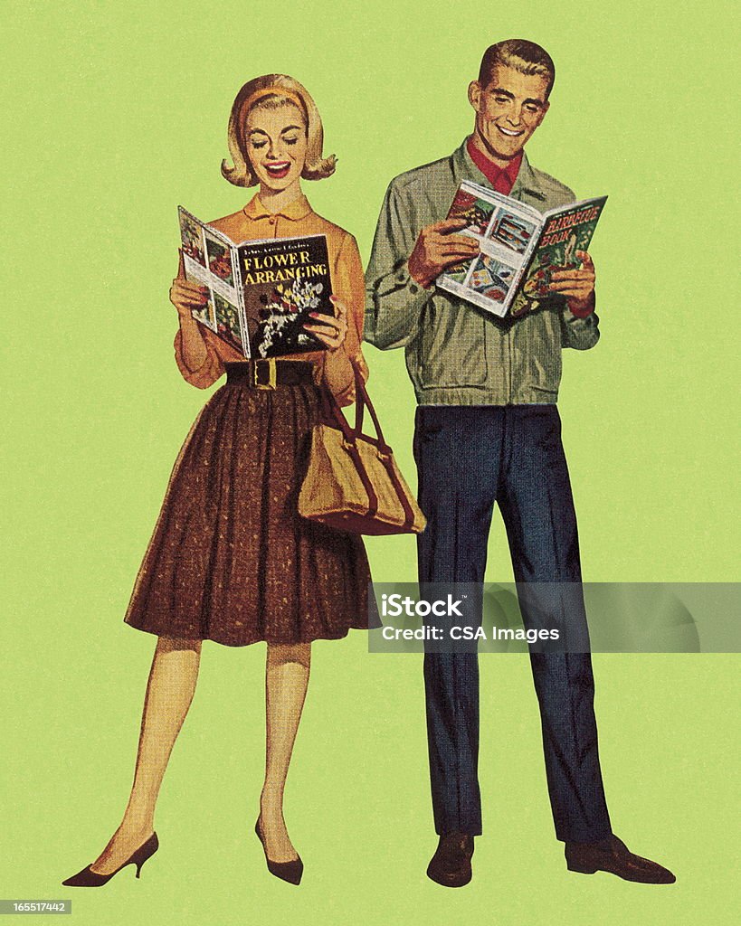 Duas pessoas a ler livros Balouçante - Royalty-free Revista - Publicação Ilustração de stock