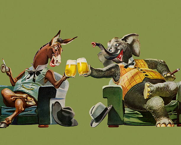 Politicians Having a Beer Politicians Having a Beer political party illustrations stock illustrations