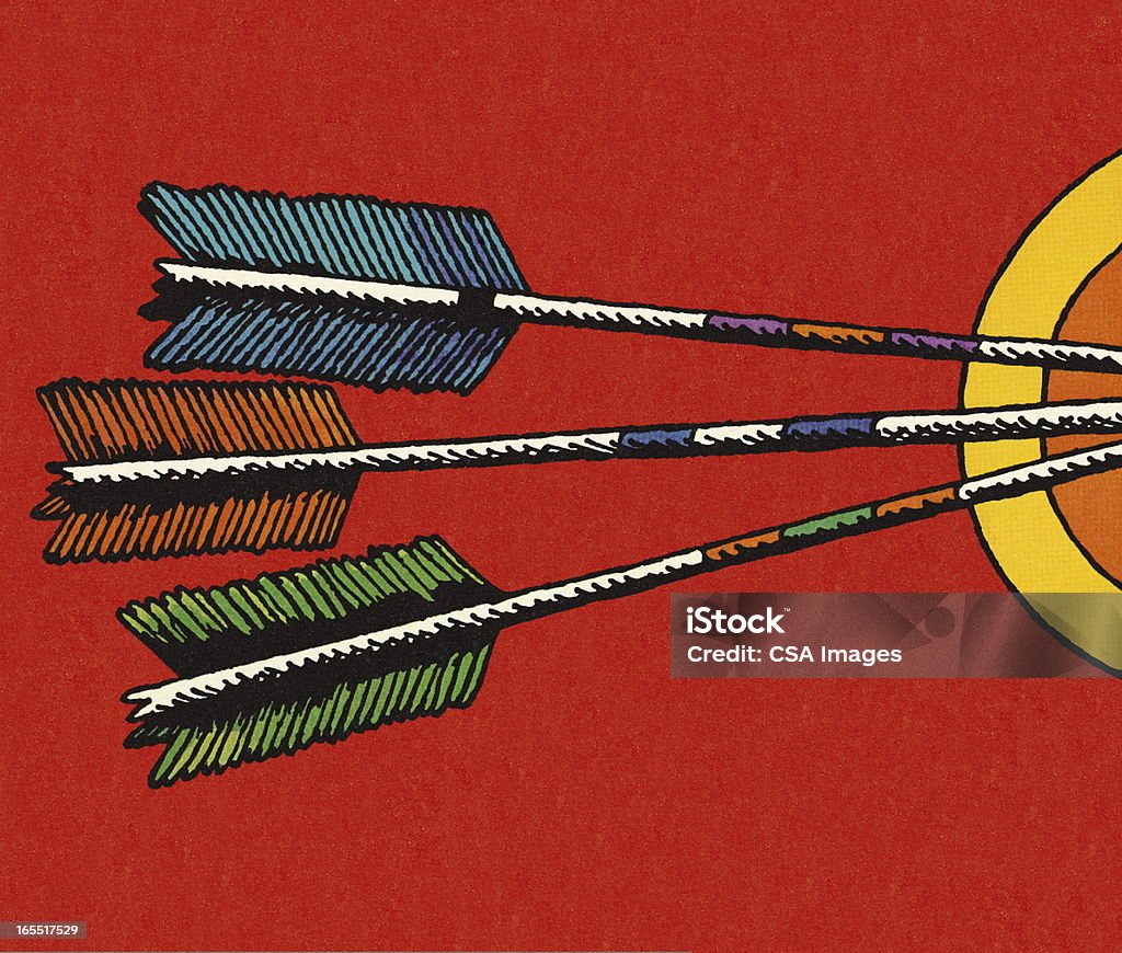 Trois flèches dans la cible - Illustration de Flèche - Arc et flèche libre de droits