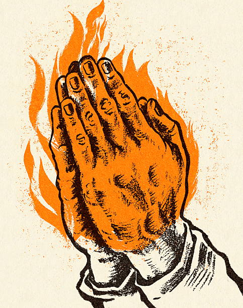 ilustrações, clipart, desenhos animados e ícones de mãos de oração em chamas - praying