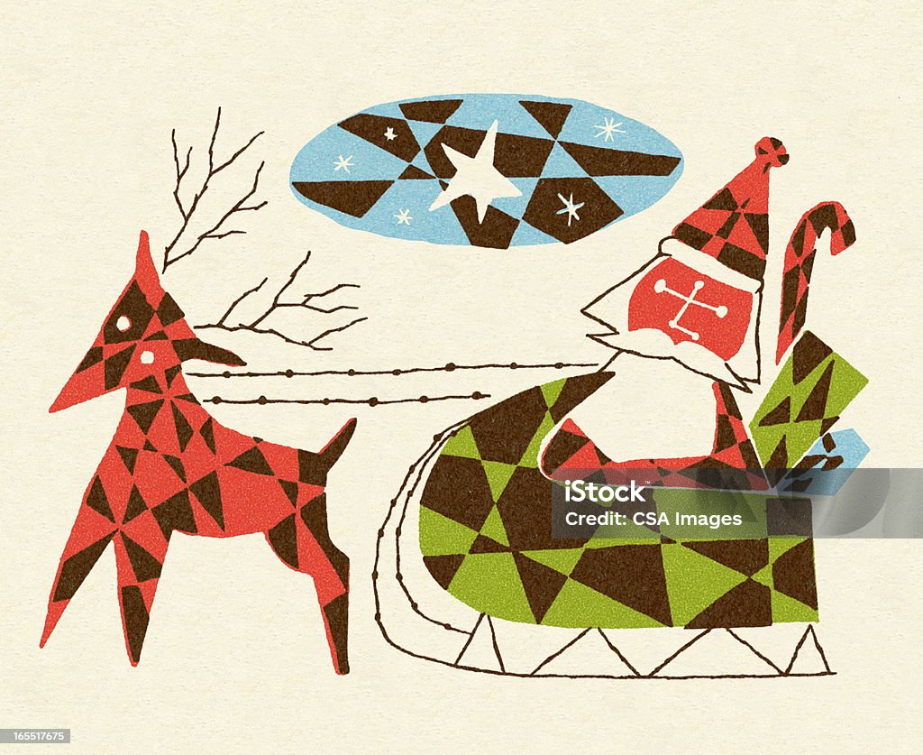 Santa en traîneau et rennes - Illustration de Abstrait libre de droits