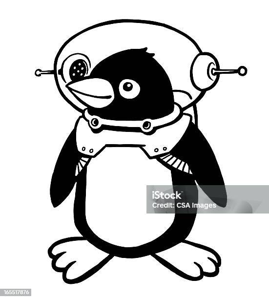 Astronaut Penguin Stock Illustration - Download Image Now - Space Suit, Black And White, Animal