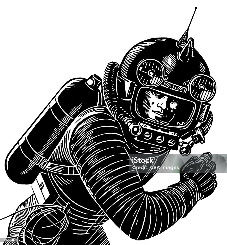 Astronaut trägt eine Spacesuit - Lizenzfrei Astronaut Stock-Illustration