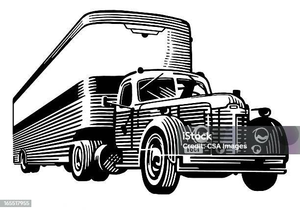 Ilustración de Semi Camión De y más Vectores Libres de Derechos de Camión articulado - Camión articulado, Blanco y negro, Contenedor de carga