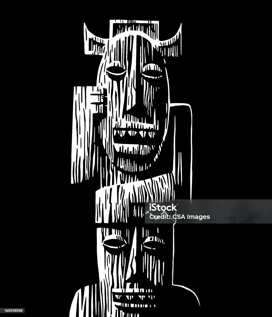 Estátua de madeira Tiki - Royalty-free Rosto Antropomórfico Ilustração de stock