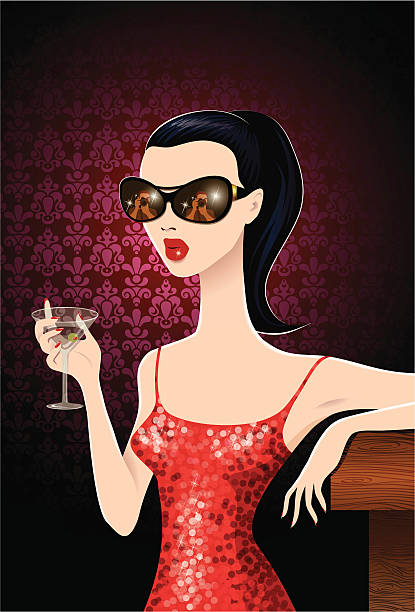 Girl in a  Bar vector art illustration