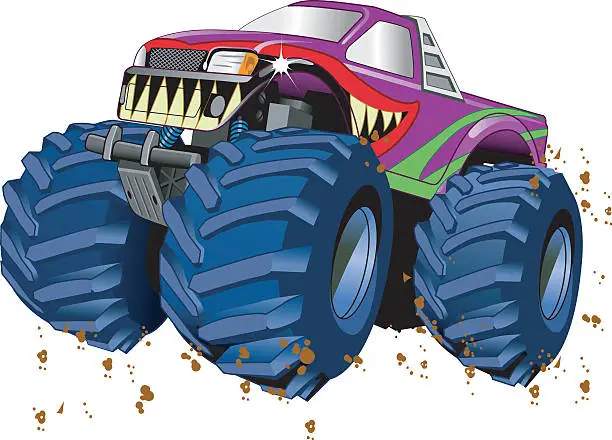 Vector illustration of Cartoon picture of a colorful monster truck