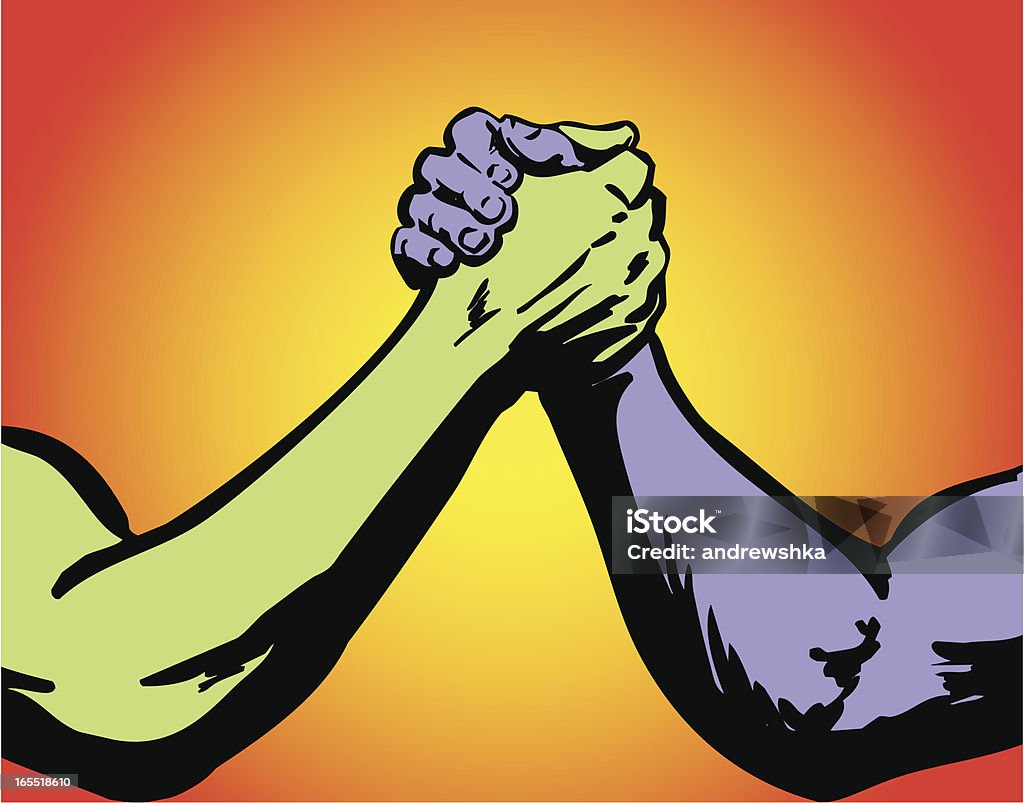 Mains combat de deux couleurs - clipart vectoriel de Abstrait libre de droits