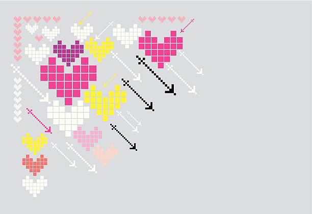 Pixel corações design - ilustração de arte em vetor