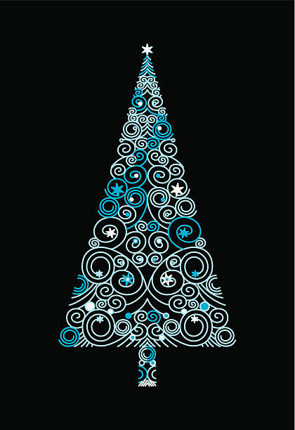 Stylizowane Christmas tree – artystyczna grafika wektorowa