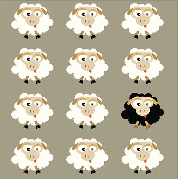 Vector illustration of black sheep (vector)