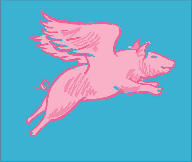 illustrazioni stock, clip art, cartoni animati e icone di tendenza di maiale volante - when pigs fly