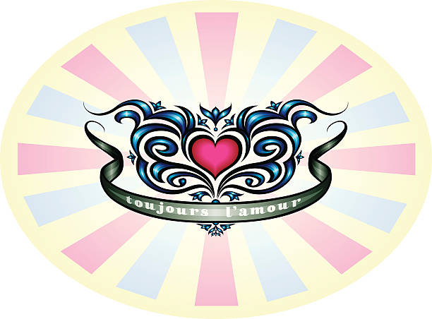 Heart with Scroll vector art illustration