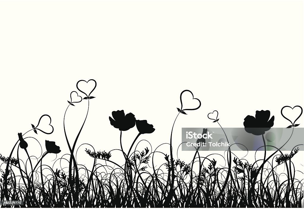 Herbe, COQUELICOT et de cœur - clipart vectoriel de Coeur - Symbole d'une idée libre de droits