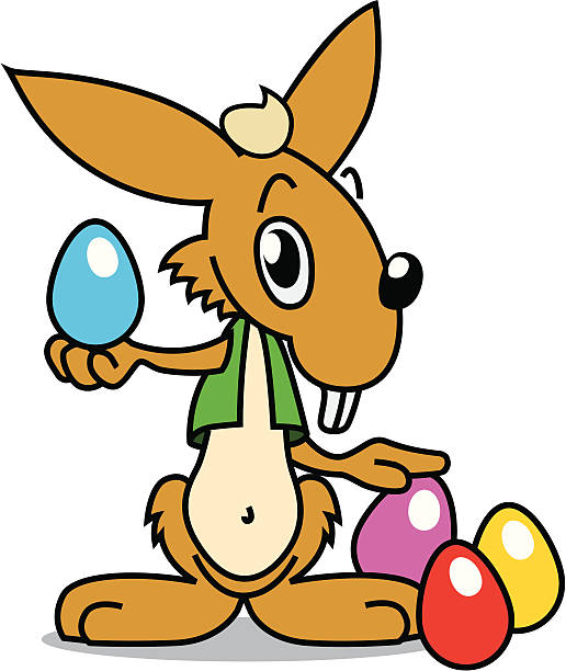 Easterbunny with Easter egg vector art illustration